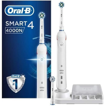 Електрична зубна щітка Oral-B Smart 4 4000N білого кольору на базі Braun, 4210201203377