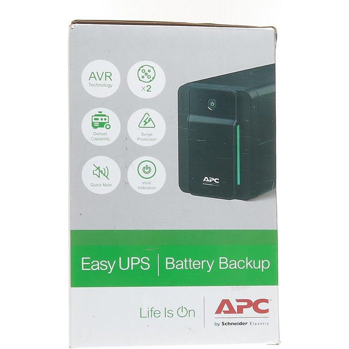 ДБЖ APC Easy UPS - BVX900LI-GR - джерело безперебійного живлення 900 ВА з виходами Schuko, запобіжник акумулятора та захист від перенапруг, резервний акумулятор із стабілізатором стабілізатора, світлодіодні індикатори (700 ВА / 360 Вт, виходи DIN, одинарн