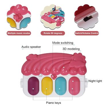 Ігрова ковдра Vinteky 3 в 1, ковдра для пригод з піаніно та підсвічуванням, ігровий килимок зі знімною дитячою іграшкою Play Arch, з перших тижнів життя, 0-2 роки