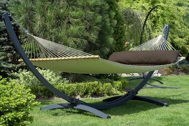 Відкритий панамський гамак Potenza з алюмінієвим каркасом на 2 особи I Stick Hammock XXL 210x140, 200kg I Рама гамака 200 кг Атмосферостійка (коричневий, основна рама графіт) Коричнева основна рама Графіт