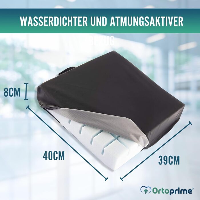 Протипролежнева подушка з піни OrtoPrime з системою каналів - Профілактика та лікування пролежнів куприка - Постуральна подушка для сидіння для інвалідного крісла, офісу, автомобіля та дому - Ортопедичний килимок