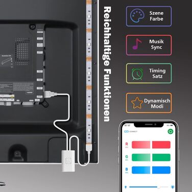 Світлодіодне підсвічування телевізора MYPLUS з керуванням APP, світлодіодне освітлення USB з пультом дистанційного керування та світлодіодна стрічка RGB зі зміною кольору своїми руками для телевізора для керування телевізором/програмою 60-70 дюймів