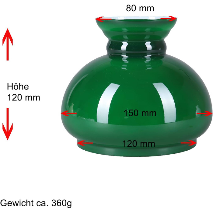 Лампа скляна гасова лампа зелена глянцева Ø 120 мм змінний скляний абажур