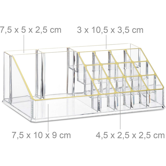 Прозорий/золотий косметичний органайзер з 6 шухлядами, 22 відділення органайзер для макіяжу, акрил для зберігання косметики, 1 1 прозорий/золотий 1