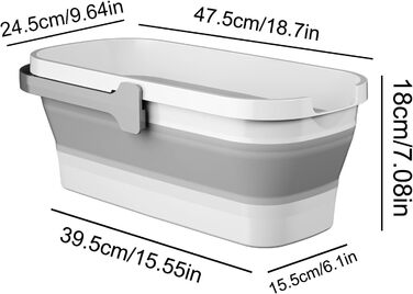 Складне відро Eteslot з ручкою, прямокутне відро для прибирання, складне відро для швабри великої місткості, складне силіконове відро для води, складне відро для швабри