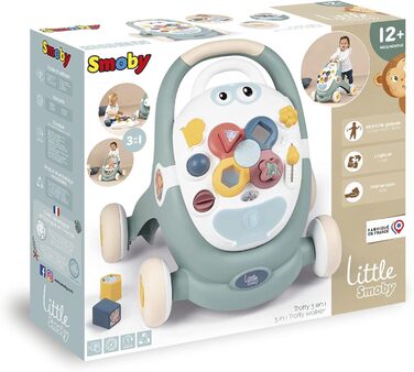 Ходунки для немовлят Little Smoby від 1 року - ходунки 3-в-1 з коляскою, дошкою для занять і коляскою для ляльок для немовлят і малюків від 12 місяців