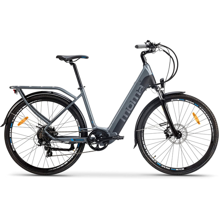 Електричний міський велосипед moma bikes EBIKE28 PRO, алюміній, 7 передач Shimano та гідравлічні дискові гальма, вбудований літій-іонний акумулятор 48V 13Ah