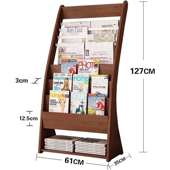 Підлоговий стелаж для журналів дерев'яний стелаж для журналів, офісний стелаж для журналів, підлоговий стелаж для брошур, рекламних матеріалів, презентаційний стенд, зберігання, книжкова полиця інформаційний стелаж білий