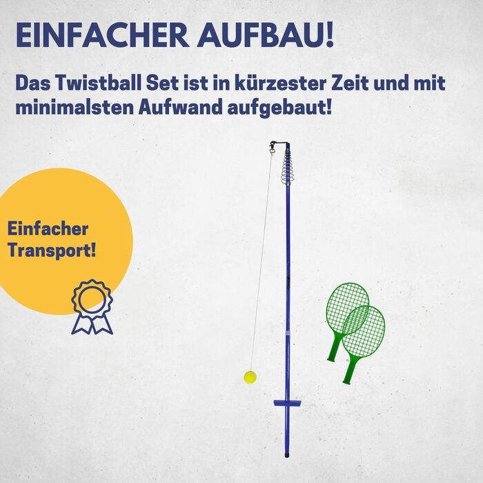 Найкращий спортивний набір твістболів у синьому кольорі I Круговий теніс для саду I 2 ракетки для тенісу та 1 м'яч для гойдання I М'яч на нитці з ракеткою I Садові ігри для дітей та дорослих