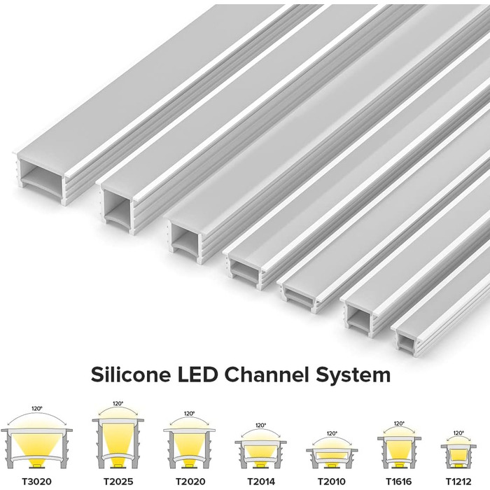Світлодіодний профіль SEZO Силіконовий T1212 3M світлодіодний неоновий профіль для поверхневого монтажу з нержавіючої сталі для гнучких світлодіодних стрічок 7 мм IP67 водонепроникний 12x12 мм 120 освітлення (без світлодіодної стрічки) 3M T1212