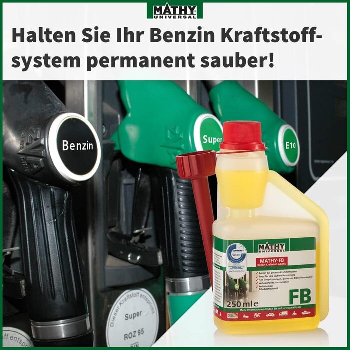 Паливна присадка MATHY-FB Gasoline Care, 250 мл - Присадка до бензину - Живить і очищає всю паливну систему двигуна - Присадка для бензину