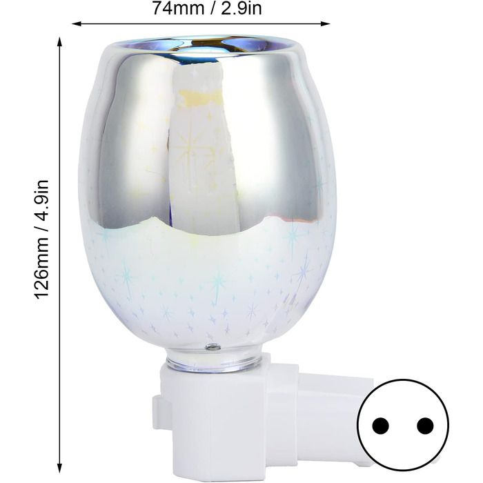Електричний нагрівач воску Fafeicy 3D, 7 Вт 60 Гц 126x74 мм Ароматична лампа бездимний розплавлювач воску, 560 Лм теплий світловий потік, для домашнього офісу, готелю (вилка ЄС)