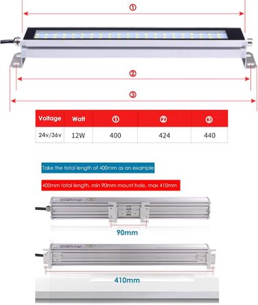 Світлодіодний трубчастий світильник 24 В 12 Вт, робоче світло з верстатом з ЧПУ, з водонепроникним вибухозахищеним промисловим світлом з алюмінієвого сплаву IP67