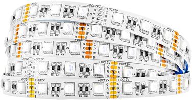 Теплий білий (2700K-3000K) 4 кольори в 1 Світлодіод 5м 60 світлодіодів/м Багатобарвна світлодіодна стрічка IP65 Силіконове покриття Водонепроникна біла друкована плата DC12V для прикраси інтер'єру (Rgbхолодний білий 4 кольори в 1, IP 30), 5050 RGBW RGB