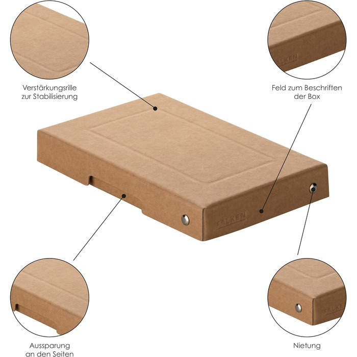 Оригінальна веганська папка Falken 10 Pack Pure Nature. Зроблено в Німеччині. Коричнева папка для файлів шириною 8 см Папка з листами Офісна папка Папка з картонною папкою (DIN A6 25 мм, упаковка з 5 чистих коробок)