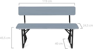 Набір пивних наметів Stagecaptain BBDL-119 GY Hirschgarten зі спинкою для балкона 2 шт. Set- Коротка версія з довжиною 119 см - 2 шт. Стіл, 4 шт. Лавка - Дерев'яна - Складна - Натуральна