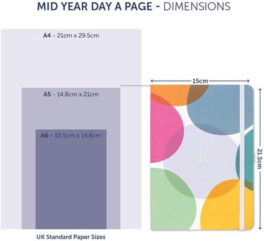 Щоденний календар на середину року з серпня 2024 року по серпень 2025 року - Polka Dots - Планувальник A5 для перегляду дня з тримачем для ручки, гумовою застібкою та річним планувальником