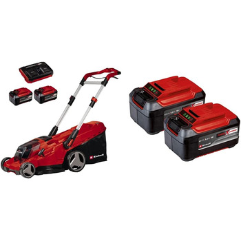 Акумуляторна газонокосарка Einhell RASARRO 36/42 Kit Power X-Change (36 В, ширина зрізу 42 см, до 725 м, безщіткова, травозбірник 50 л, функція мульчування, вкл. 4 шт. 5,2 А-год акумулятор подвійний зарядний пристрій) вкл. 2 x 5,2 А-год змінний акумулятор