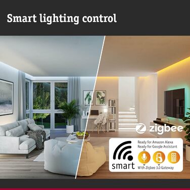 Світлодіодна зовнішня світлова смуга Розумний дім Zigbee Smooth IP67 2 м в т.ч. 11 Вт з регулюванням яскравості RGBW Color Control Білий пластик 3000 K, 94560 Plug & Shine