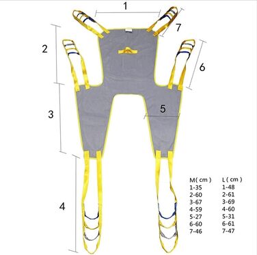 Слінг, строп для підйому людей похилого віку для підйому пацієнта та підйому стелі, слінг, допомога для пересування з підйомом ніг (розмір середній) (M)