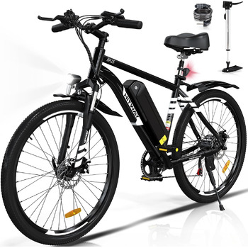 Електровелосипед HITWAY E Bike 26 дюймів 250 Вт 36V 12Ah 7 швидкостей чорний