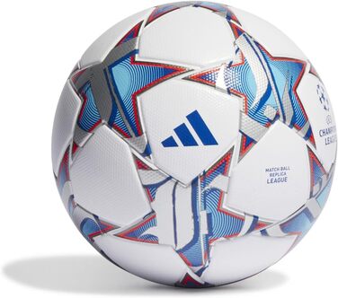 Футбольний м'яч adidas UCL LGE (ламінований) 5 Верх Білий/Сріблястий Мет./Яскравий Блакитний/Ударний Фіолетовий Низ Сонячний Помаранчевий/Залізний Мет.