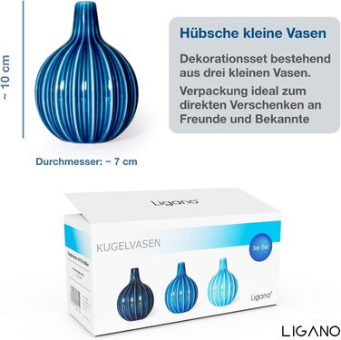 Набір керамічних ваз Ligano - Високоякісні маленькі кулясті вази з тонко підібраними кольорами - набір з 3 шт.