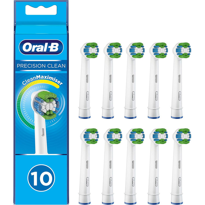 Щітки Oral-B Precision Clean зі щетиною CleanMaximiser для оптимального очищення, 10 шт. у комплекті з електричною зубною щіткою Vitality 100