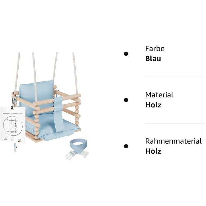 Гойдалки для приміщень, Дерев'яні гойдалки для немовлят і дітей, Дитячі гойдалки, Дерев'яні гойдалки, Гойдалки для малюків для дитячої кімнати та дверної коробки, 3 в 1 (Синій)