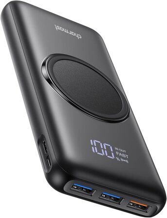 Power Bank Charmast 20000mAh, 20W PD 3.0 USB-C, зі світлодіодним дисплеєм, чорний