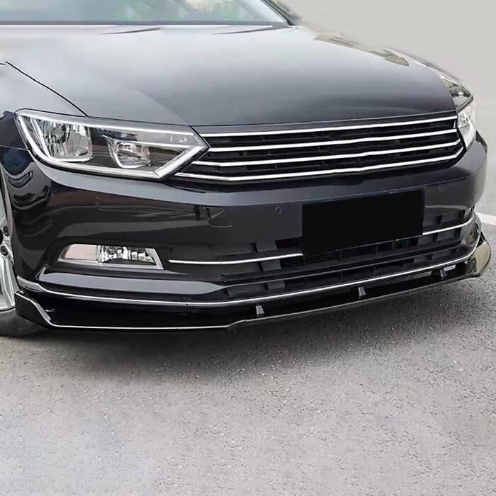 Автомобільний передній спойлер Губа бампера для VW Passat B8 2015-2022, Міцний дифузор переднього бампера проти зіткнення, бічний розгалужувач, A-Gloss Black Звичайний A-Gloss Black