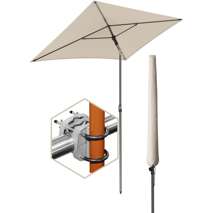 Парасолька 4smile Parasol Balcony SunnyShade Plus 200 x 125 см для захисту від ультрафіолету UV50 із захисним чохлом  бежевий