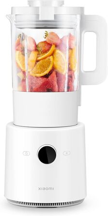 Міксер Xiaomi Smart Blender з функцією нагрівання та додатковим керуванням додатком iOS-Android (режим холоду/тепла, ємність 1,6 літра, 1000 Вт, 9 рівнів швидкості, 8 лопатей, кнопка OLED-дисплея), білий