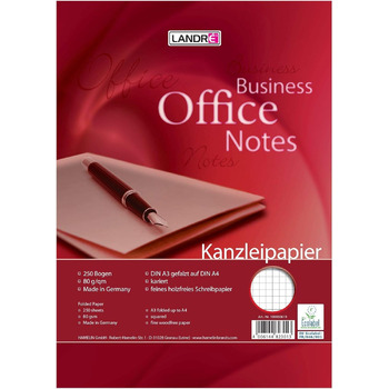 Папір Landr Chancellery формату А3, складений до формату А4, з полем праворуч, 80 г/м, 250 аркушів (у квадраті)