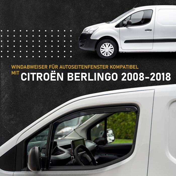 Сумісний з вітровим дефлектором Citroen Berlingo 2008-2018 з боковим склом Спереду 2 шт. Дефлектор дощу, дефлектор вітру, тонований, обтічний Простота монтажу Захист від вітру та дощу