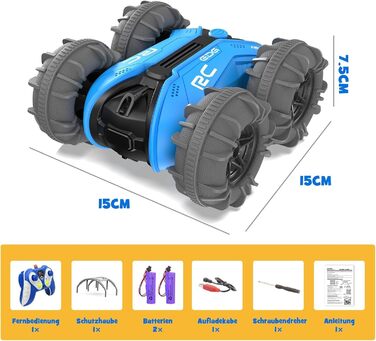 Автомобіль-амфібія з дистанційним керуванням 3 4 5 6 7 8 9 років 360 Rolling RC Car Іграшка для хлопчиків Різдво Подарунки на День Народження Дитяча Іграшка Критий Відкритий Пісок Пляж Сад Синій