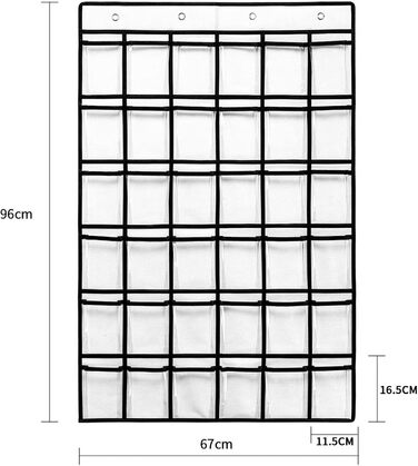 Сумка для зберігання мобільних телефонів, Класна кімната, Підвісний органайзер з 36 кишенями, Канцелярське приладдя для гуртожитків, будинків, включаючи наклейки з номерами, Флізелін, Білий