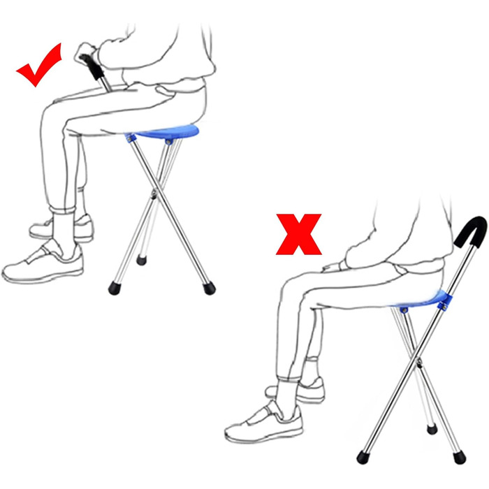 Палиця для ходьби, складне сидіння для палиці, портативний набір стільців для ходьби, стілець для людей похилого віку з палицею для ходьби / синій