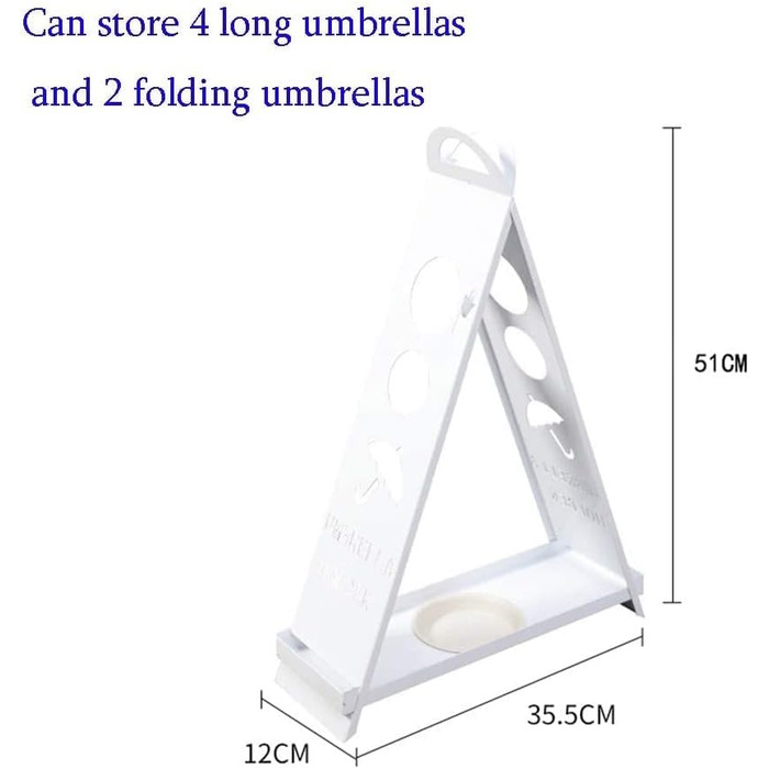 Підставка для парасольки, тримач для парасольки, підставка для парасольки типу A Підставка для парасольок виготовлена з кованого заліза, може зберігати 6 парасольок, водонепроникний і стійкий до іржі, знімний білий