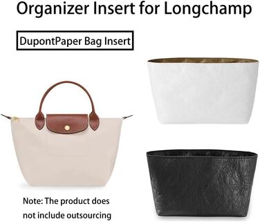 Вкладиш-органайзер для Longchamp, вкладиш для гаманця, водонепроникний, вкладиш для паперового пакета Dupont, органайзер для сумки, (білий, великий) білий великий