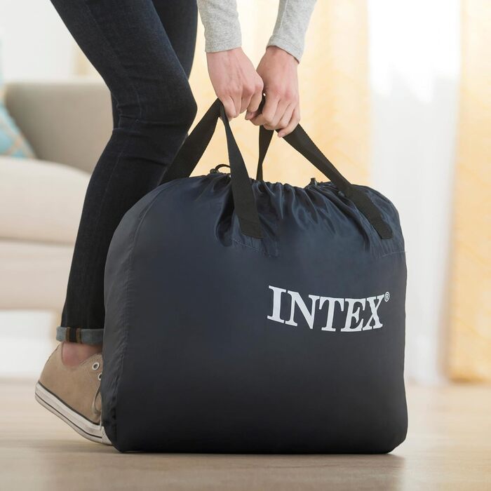 Надувне односпальне ліжко Intex Queen 230 В 203 x 152 x 46 см плюшеве на дотик