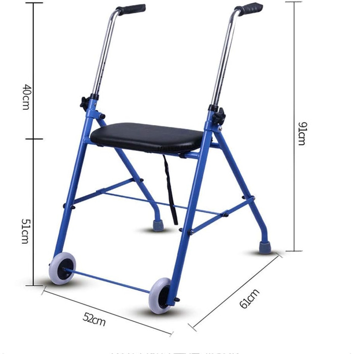 Допоміжний засіб для ходьби, легкий, розбірний, баріатричні ходунки з 2 колесами, роллятор з м'яким сидінням, прогулянкова рама з регульованою по висоті допомогою для пересування, милиці для людей похилого віку з behi