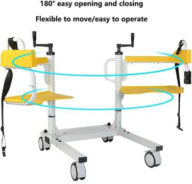 Інвалідне крісло, ролики для людей похилого віку, туалетне крісло мобільне, крісло для душу з колесами, ручний підйом пацієнта, з розділеним сидінням A на 180