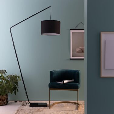 Торшер Lightbox Arc Lamp Design Великий з подовжувачем і текстильним абажуром, Ø 40 см, цоколь E27 для макс. 40 Вт - Метал/Текстиль в чорному кольорі Arc Lamp 2.1m Чорний