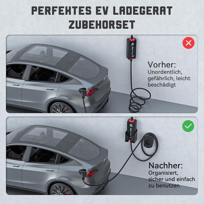 Настінне кріплення MCEVKELN типу 2 Кронштейн EV Charger Тримач EV Charging Box, зарядний кабель Настінний тримач Wallbox Тримач кабелю Органайзер Кронштейн Wallbox Зарядна станція Аксесуари для різних розмірів, макс. 13*8,5 см