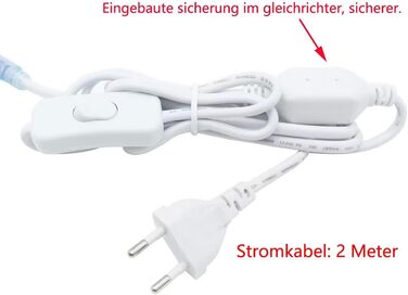 Світлодіодна стрічка LONCWO 3 м, водонепроникна світлодіодна стрічка IP65 Світлодіодна стрічка 220 В 230 В світлодіодна стрічка з вимикачем, теплий білий, 3M теплий білий 3M