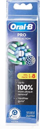 Електрична зубна щітка Oral-B Pro Cross Action, X-подібна форма та кутова щетина для більш глибокого видалення нальоту, 8 шт. , чорна 8 карат