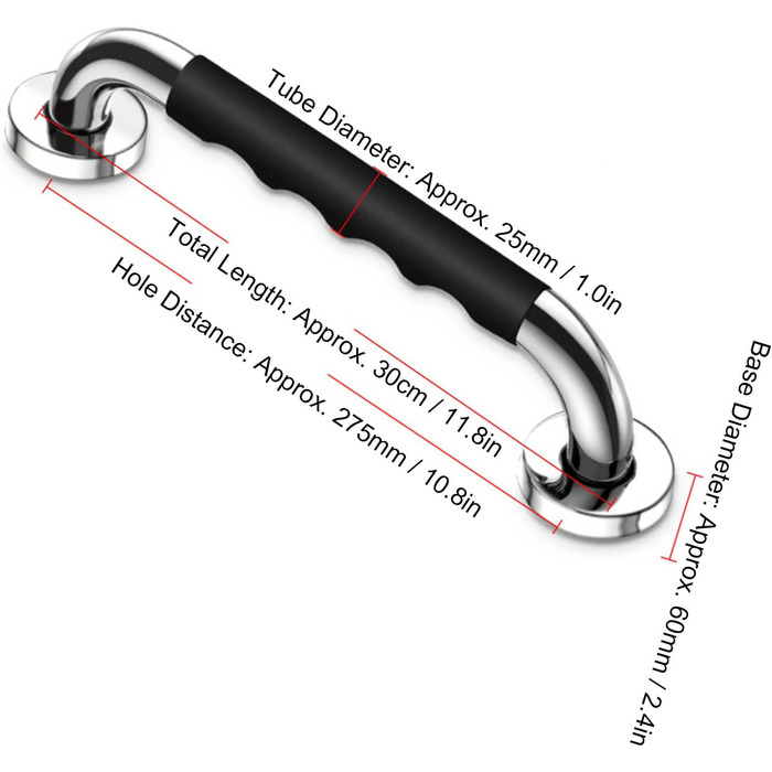 Поручні з нержавіючої сталі, стійкі до іржі, поручні для душу з нековзним силіконом, для ванної кімнати, лікарні