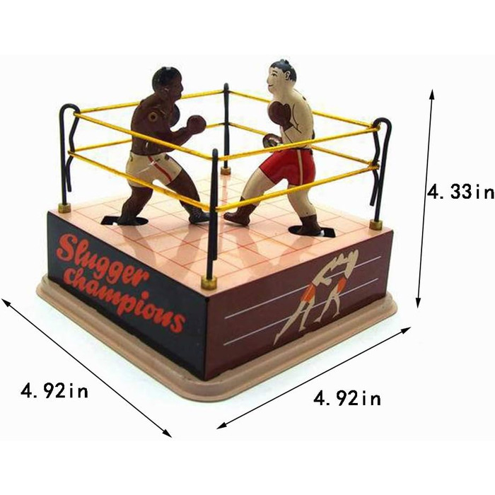 Боксерський ринг з двома боксерами олов'яний іграшковий заводний ключ, класичний старовинний олов'яний іграшковий боксерський ринг боксерська боротьба з заводним ключем дорослий новинка ретро стиль подарунок