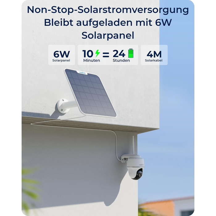 Без щомісячної плати, 4K Solar Surveillance Camera Outdoor Battery, Argus PT Ultra 6W Solar Panel, 2,4 & 5GHz WiFi, Standalone, Solar WLAN Camera Outdoor with 8MP UHD Color Night Vision, AI Detection